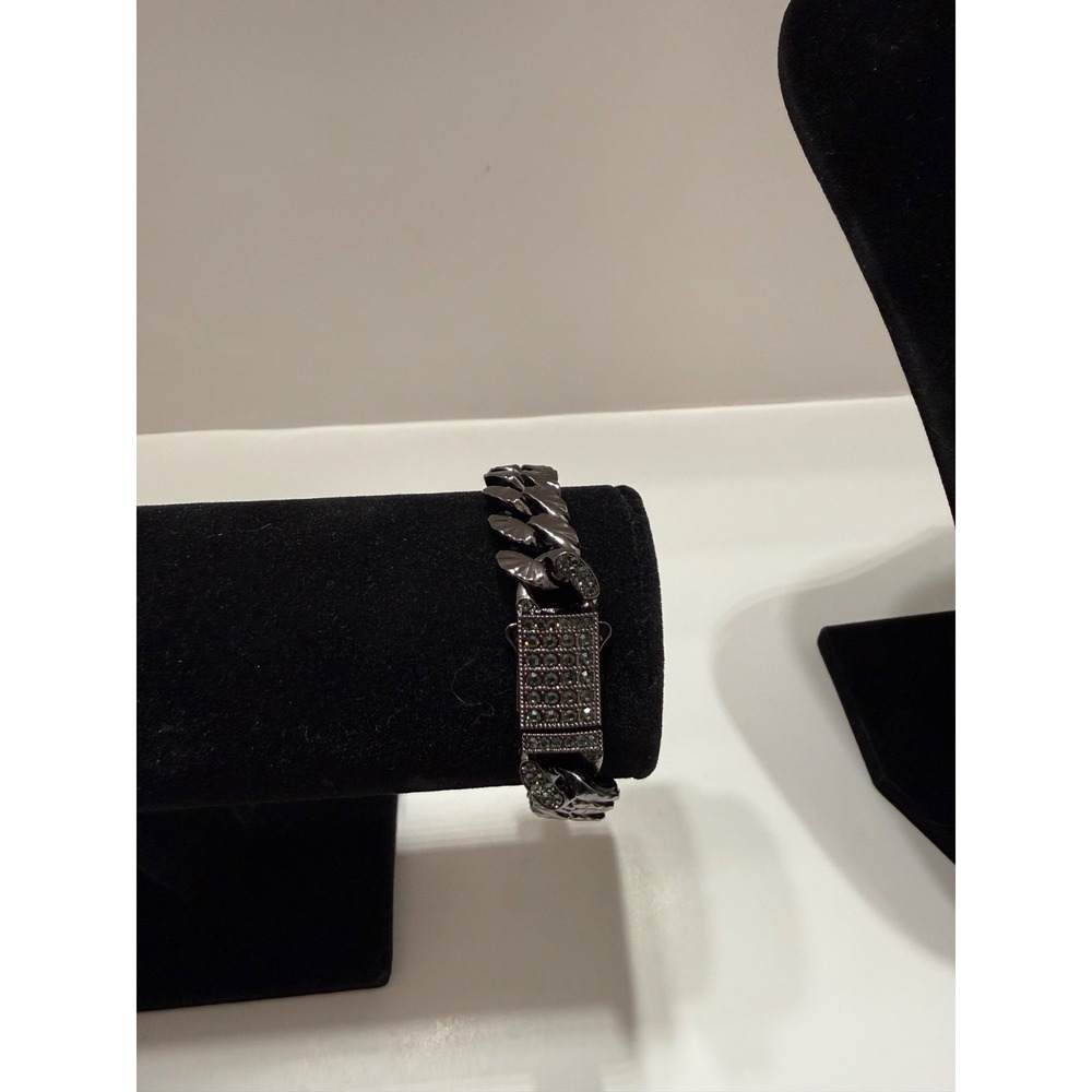 gun metal bracelet iced out clasp 8.5inch 13mm water resistant vvscz